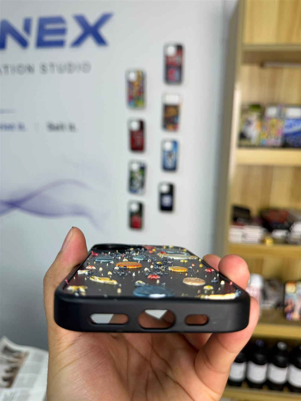 Customer holding a personalized phone case